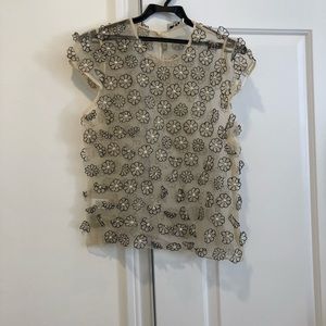 Milly flower embellished organza top